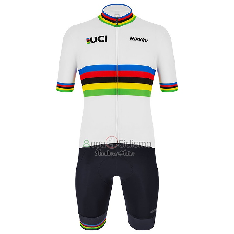 Uci Mondo Campione Ropa Ciclismo Culotte Corto 2023 Hombre Mangas Cortas Rainbow